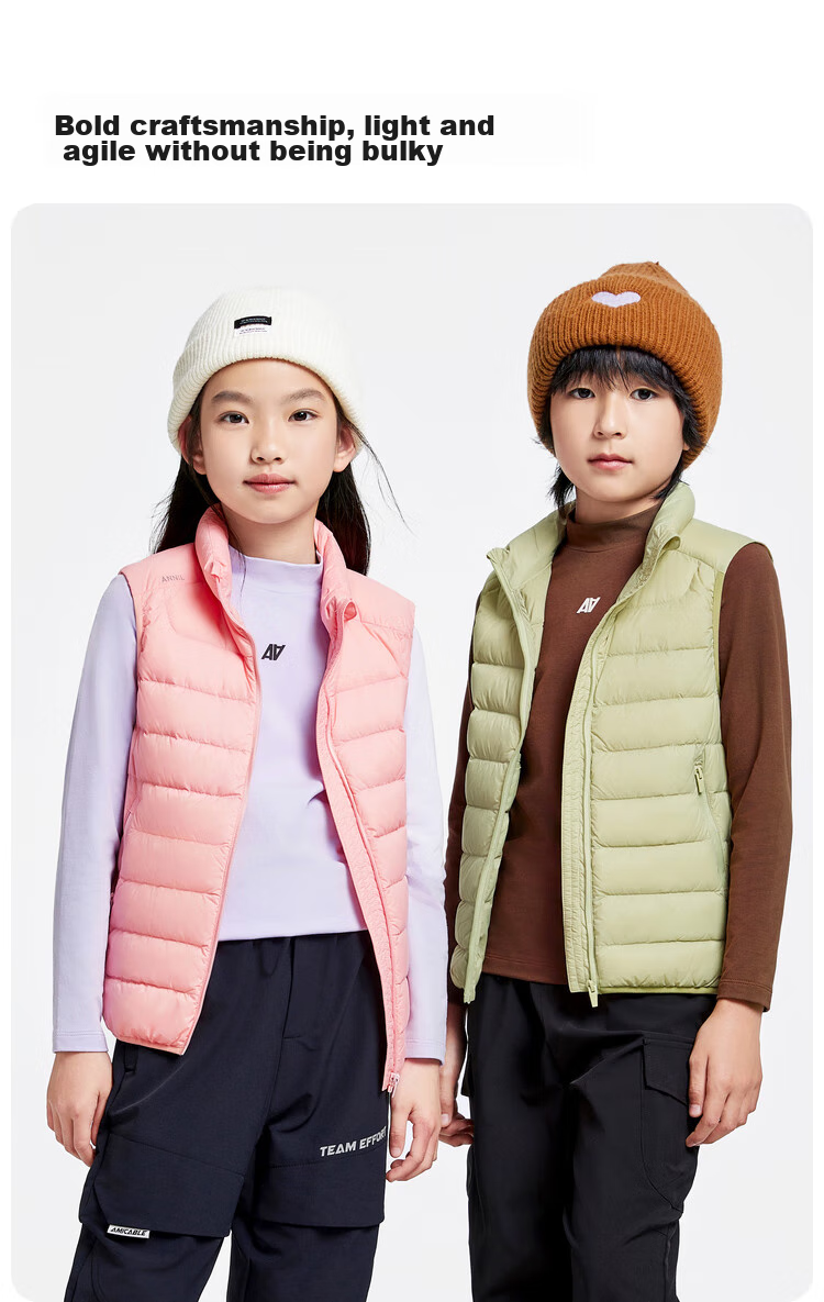 Annil Children's Clothing, Boys And Girls Lightweight down Vest, 2024 Winter Style, Triple Protection Warm Parent-Child Outfit, Heather Purple, Size 130 5