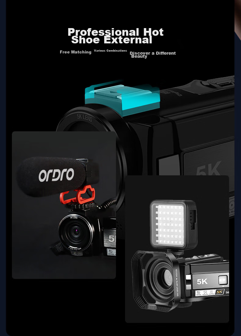 ORDRO AE20 5K Ultra HD DV Camera Dedicated Shooting Zoom Handheld Camcorder Anti-Shake Wide-Angle Wifi Connection Vlog Conference Short Video 21