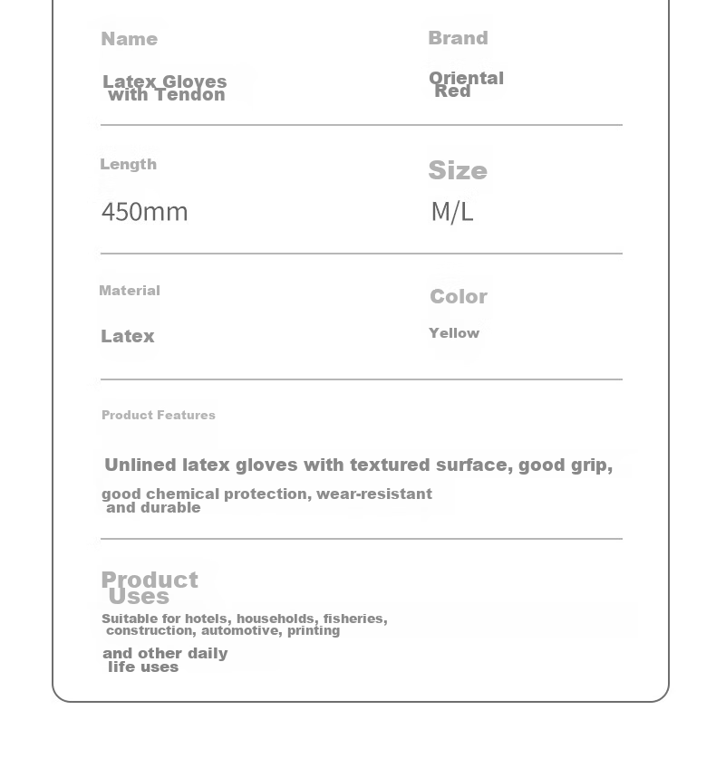 Dongfanghong 45CM Extended Protective Gloves, Thickened Rubber Latex, Waterproof Rubber, Protective, Cold-Resistant, Cleaning, Size L/red, 10 Pairs 2