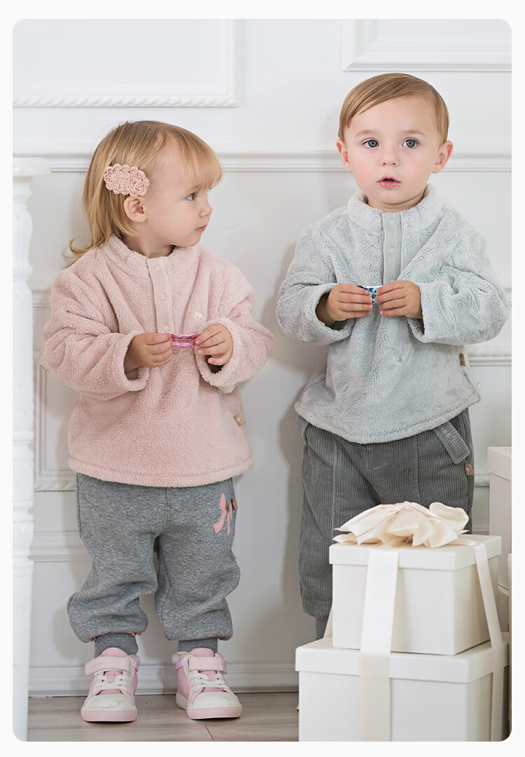 DAVE & BELLA Kids Pullover Winter Double-Sided Flannel Casual Sweatshirt for Girls and Boys 3