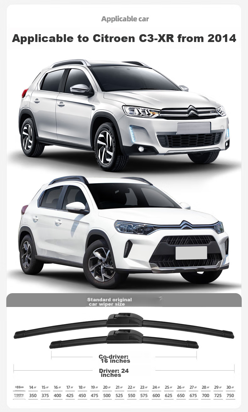 Deyun Dongfeng Citroen C3XR Windshield Wiper, Original Factory Parts, Boneless Rubber Strip, C3-XR Car Front Wiper Blade 4