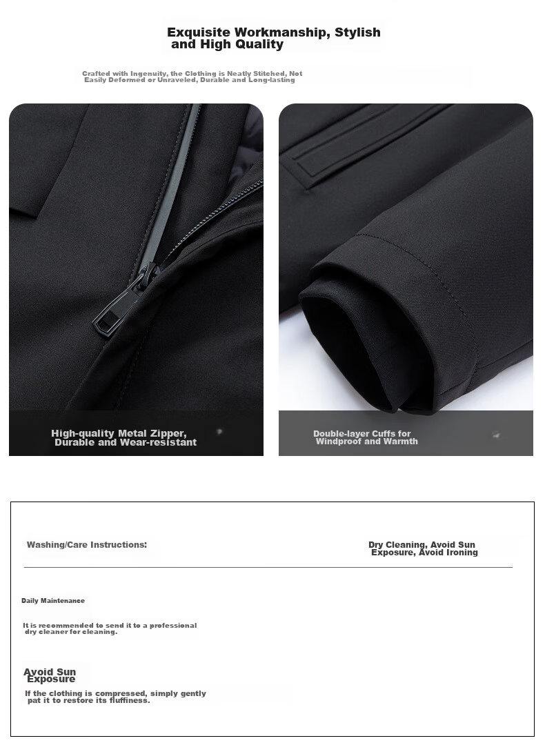 Yalu Five-In down Jacket for Men, Winter Thickened Goose down, Business Style with Detachable Inner Lining, Middle-Aged Men's Large Goose Coat 14