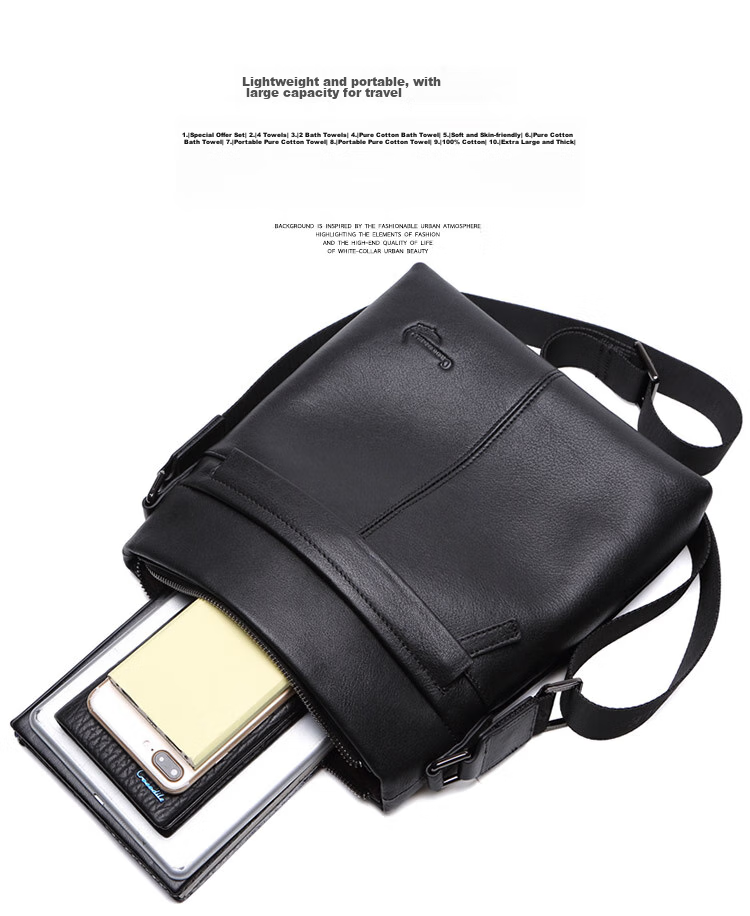 CROCODILE Genuine Leather Fashion Casual Top-Grain Cowhide Men's Business Shoulder Crossbody Bag T2423, Gift for Boyfriend 8