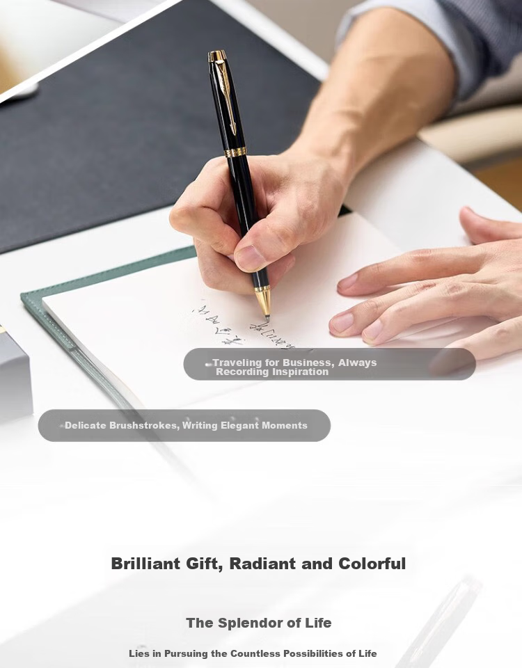 Parker Signature Pen, Stylish Business Office Gift, High-Quality IM Pure Black Liya Gold Clip Ballpoint Pen + Flowing Light Gift Box, National Day Gift for Men And Women, Baotiao Discount 9