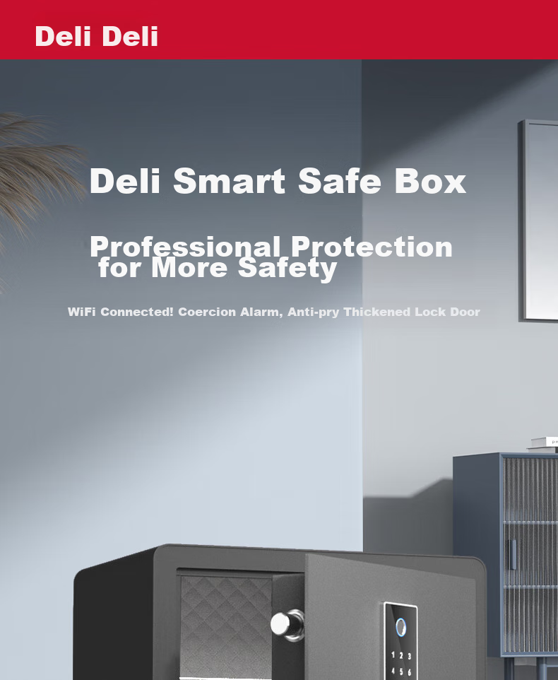 Deli Home Safe Box, 60cm Password Lock, All-Steel Anti-Theft Portable Safe, Can Be Used As Bedside Cabinet, AE671 Black 1