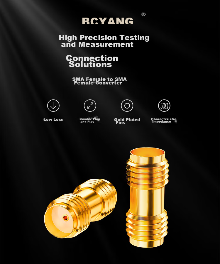 BOYANG High-Frequency RF Coaxial Connector 50 Ohm SMA Female to SMA Adapter SMA Straight-Through Female Connector SMA Double Female Adapter 1 Piece BY-SMA 1