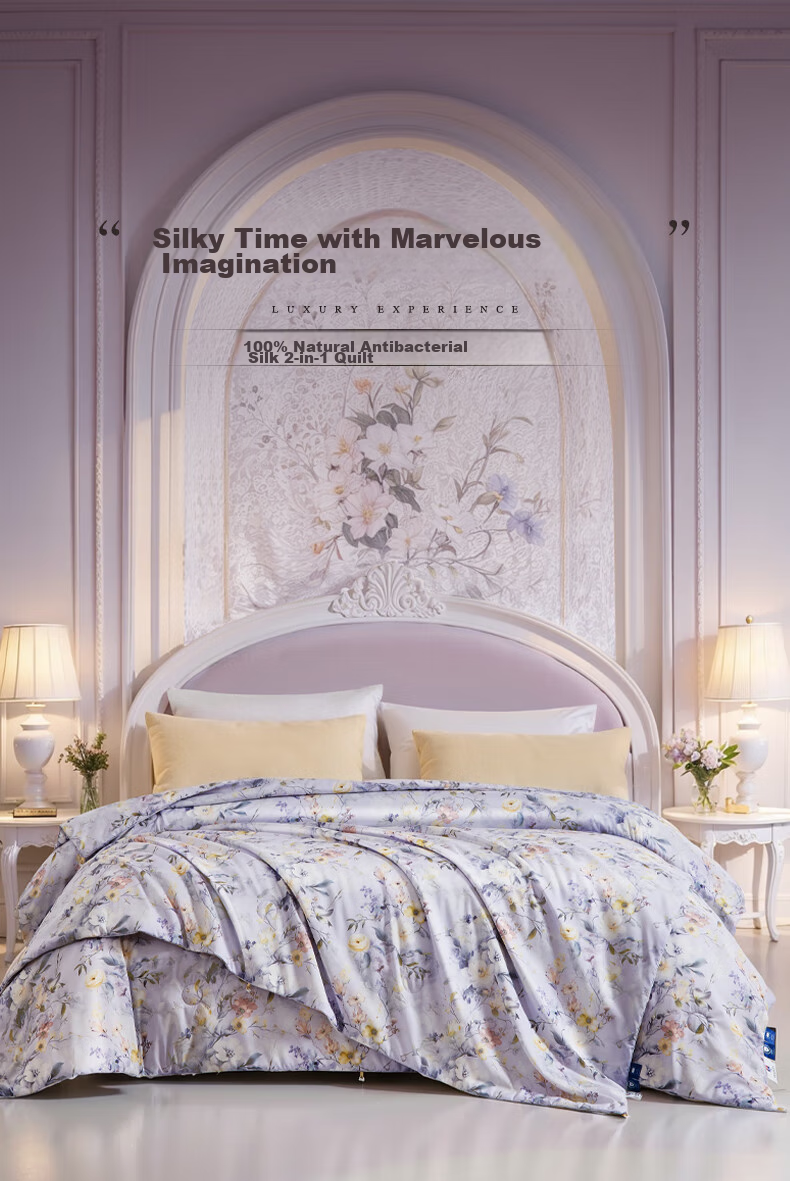FUANNA 100% Silk Comforter, Single Student Dormitory All-Season Duvet Two-In Mother-Child Quilt, 5.6 Jin (2.8 Kg), 152*210cm 1
