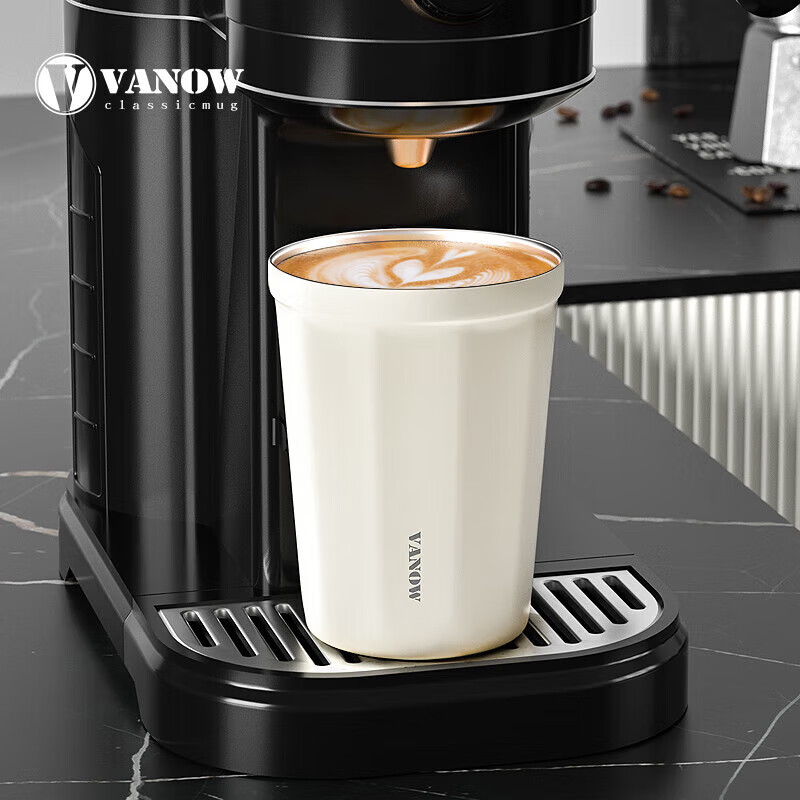 Vanow Insulated Coffee Mug, 316 Stainless Steel Large Capacity, Stylish Portable Water Bottle for Men And Women, Students, Cream White
