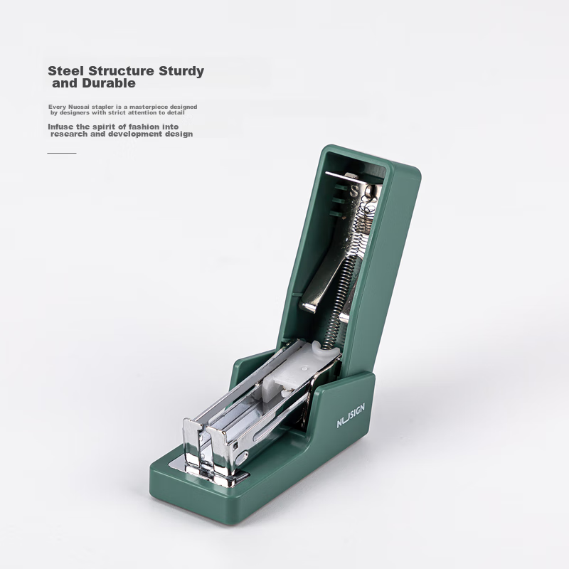 Deli Mini Stapler for Students, Compact Office Stapler, Portable Handheld Low-Effort Stapling Machine, Includes 830 Staples, Office Supplies, Green NS083