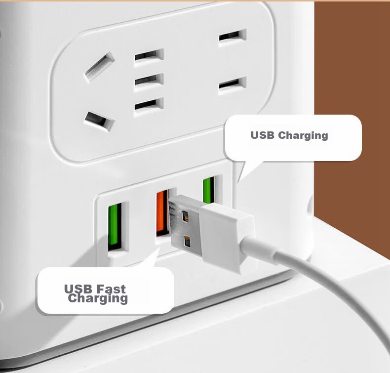 Aleleke Portable Standing Three-Tier Power Strip, 12 Outlets with Master Switch, 3 USB Ports for Charging, Night Light with Three Color Temperatures, Overload Protection, Extension Cord, 1.6m to 2m 17