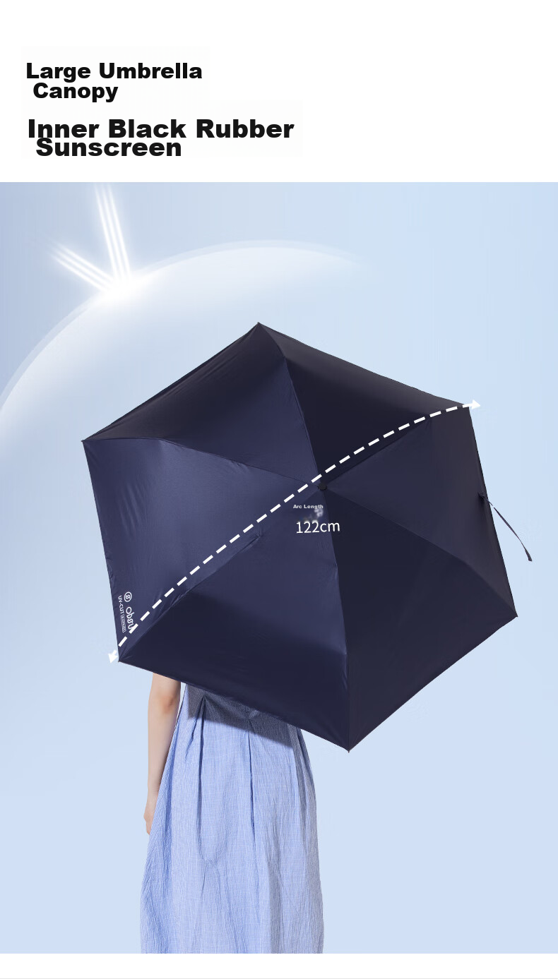 OBSU Japan Carbon Fiber Umbrella Ultra-Lightweight Three-Fold Sunshade UV Protection Rain and Sun Dual Use Pink Carbon Three-Fold 7