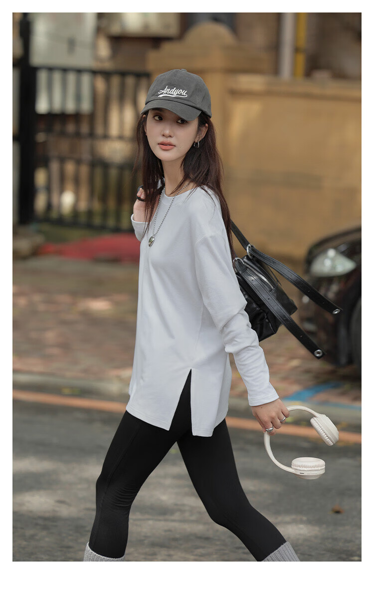 Dme [De Rong Warm T-Shirt] 2025 Spring And Autumn Basic Wear, Side Slit Hem Base Layer for Wome 3