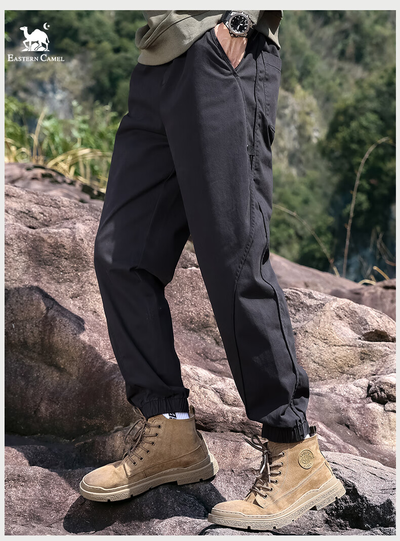 EASTERN CAMEL Casual Pants for Men, Spring And Summer Outdoor Sports Versatile Casual Tapered Cargo Pants Long Trousers, Khaki, L 13
