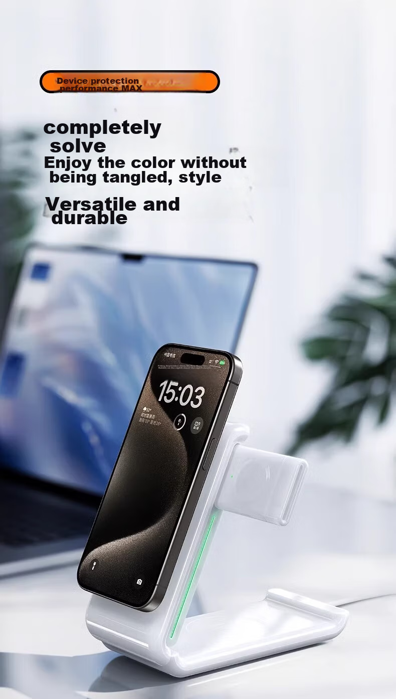 TORRAS Apple Wireless Charger for IPhone 16 Pro Max, AirPods, Earphones, IWatch, Three-In MagSafe Magnetic Fast Charging 15W 12