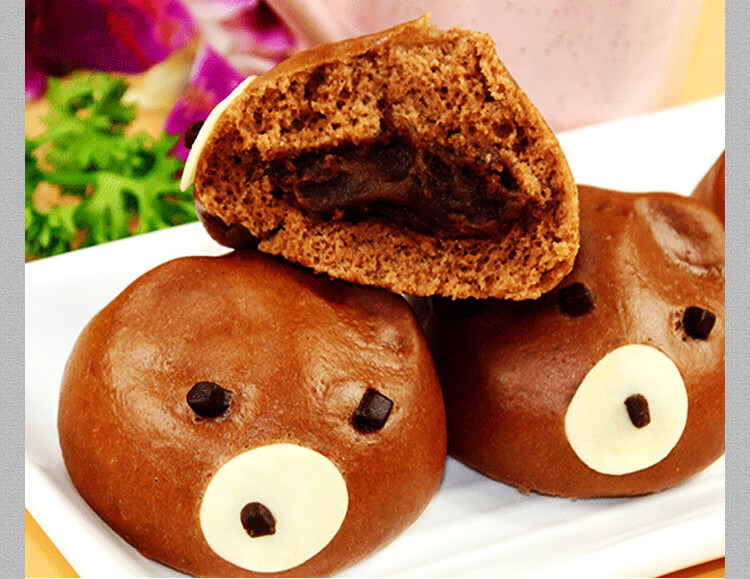 千味央厨 熊仔包 360g*2袋(12个装*2袋 豆沙馅 儿童早餐 卡通包子)-中