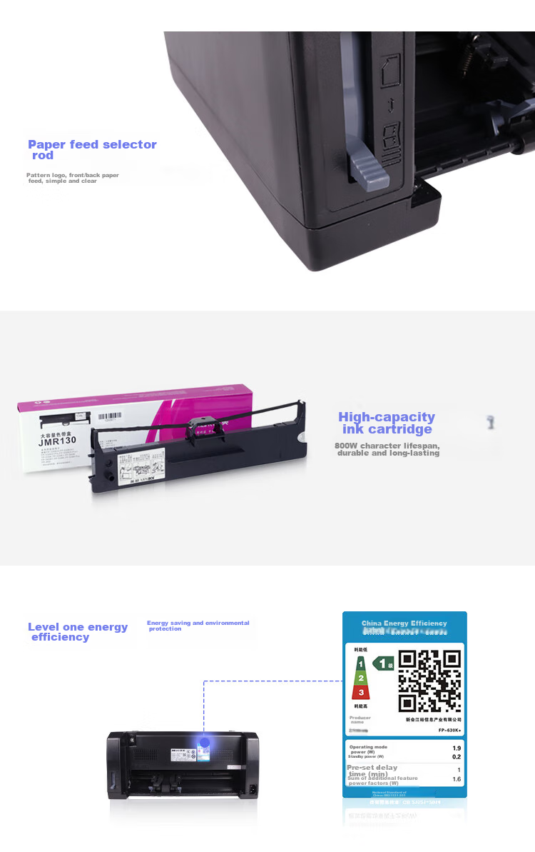 Jolimark FP-630K+ (USB+WIFI), 24-Pin 7-Part Multifunction Dot Matrix Printer, Financial Voucher Home Use, Sales Warehouse Document Continuous Paper Wireless Printing 8