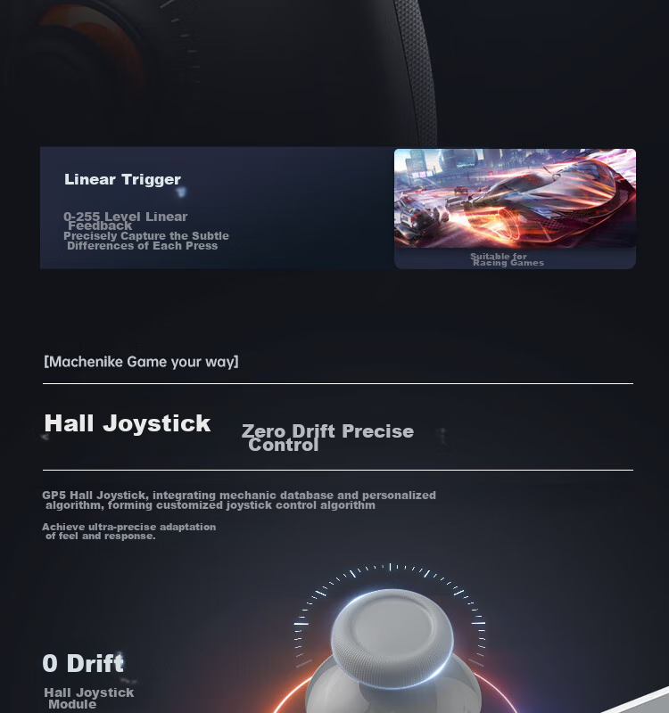 MACHENIKE GP5 Wired Bluetooth Mobile Game Controller, Extendable Gamepad for Android Switch, Apple Ios, Genshin Impact, Arknights, DNF, Gray 5