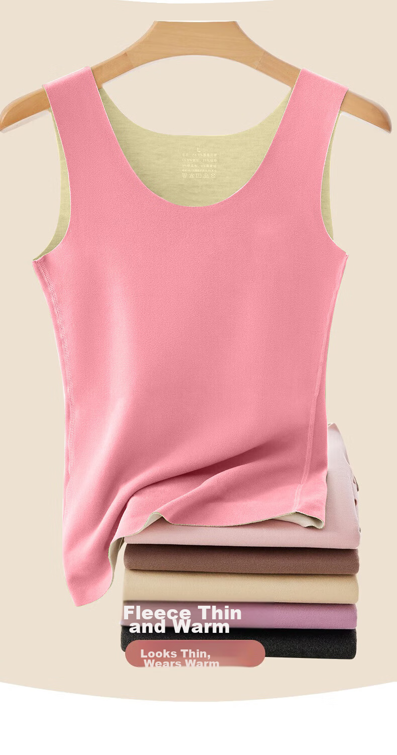 FitonTon 2-Pack AB-Side Thermal Vest for Women, Brushed Fleece Seamless Camisole Undershirt Base Layer Sleeveless Slim-Fit Top Size L 11
