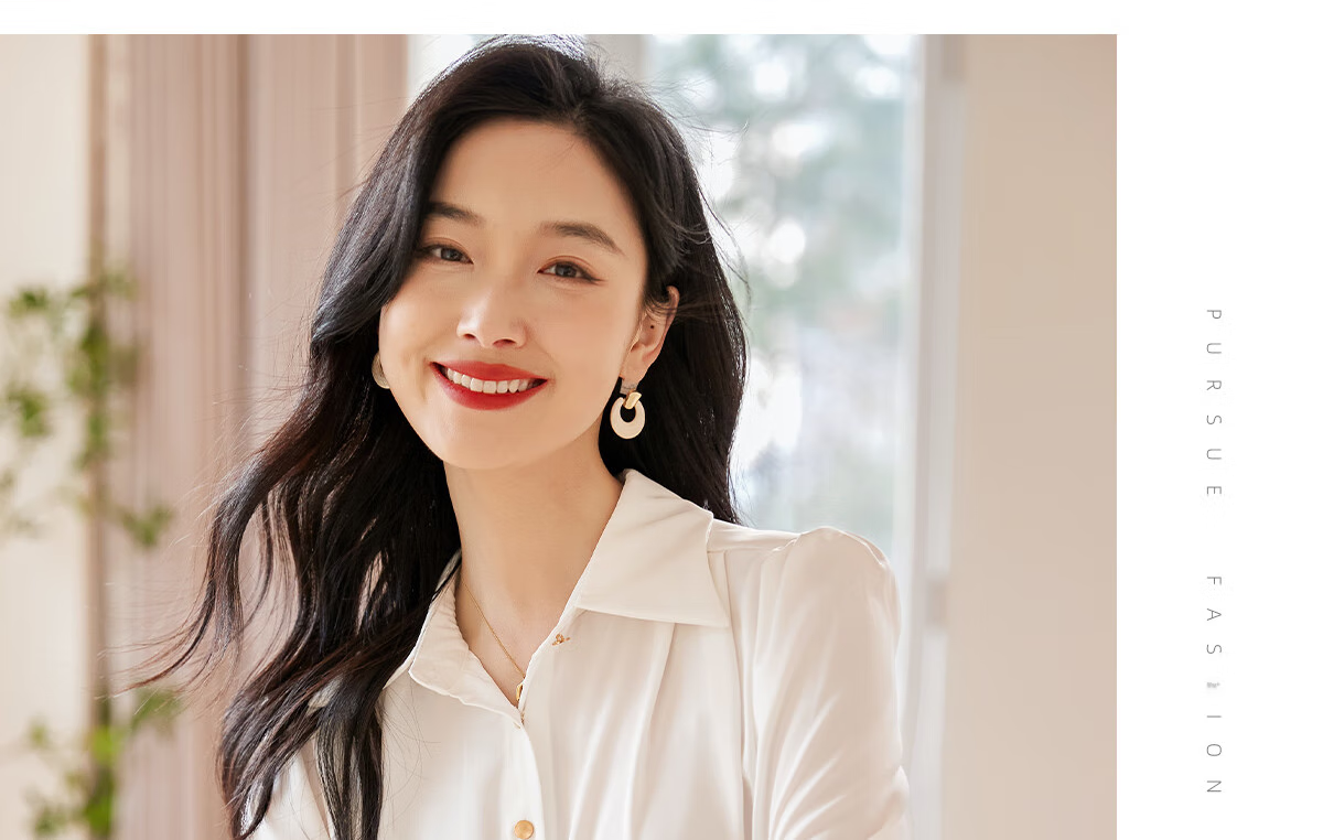 Chushen Spring And Autumn Simple Long-Sleeve Shirt for Women, Single-Breasted Elegant Professional Commuter Top White Blouse S132C2204 Size XL 15
