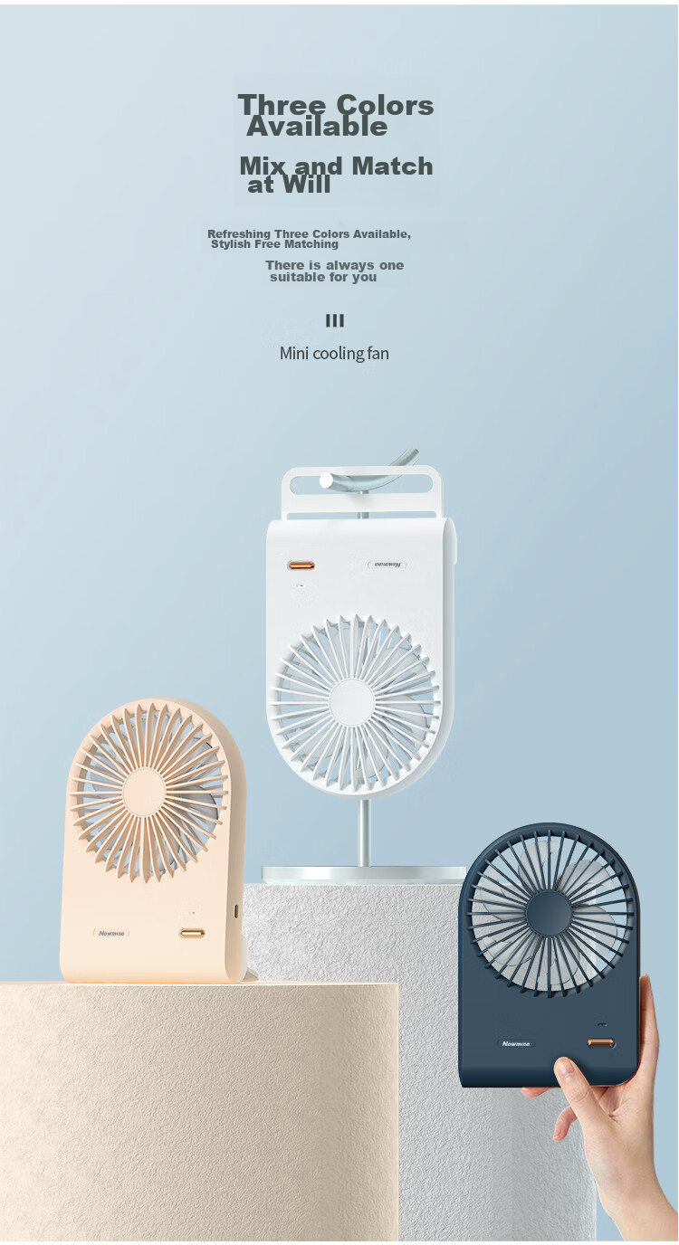 Newmine Mini Desktop Fan, Portable Wall-Mounted Fan, Compact Electric Fan for Office, Student Dorm, Bedside, Powerful Handheld Small Fan, White 3