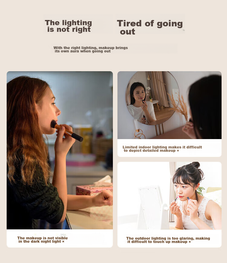 JD Original Three-Day Lighted Makeup Mirror with LED Desk Vanity Mirror for Live Streaming, Beauty Mirror, Birthday Gift for Wome 2