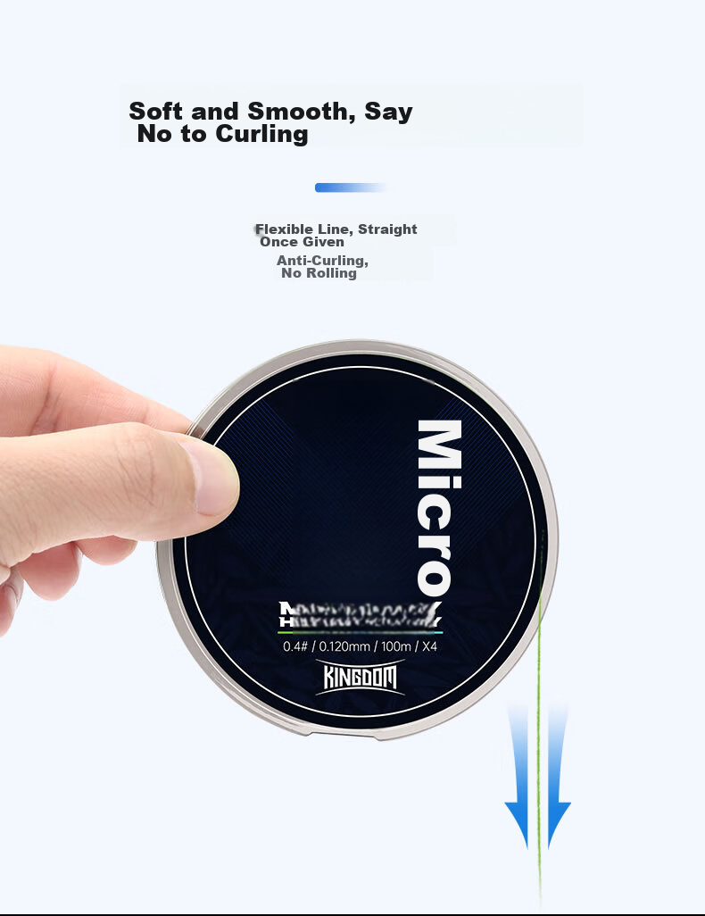 Guowangliya PE Fishing Line, Micro-Line, Ultra-Thin Long-Casting Small Bait Fishing Line, Size 0.6, 100 Meters - Green - 8 Braided 9