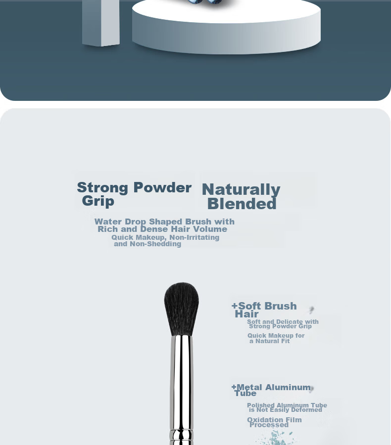 AOLANLA Pearl Blue Medium-Sized Eyeshadow Brush No. 239, Eye Base Blending And Coloring Brush, Animal Wool Single Makeup Brush 4