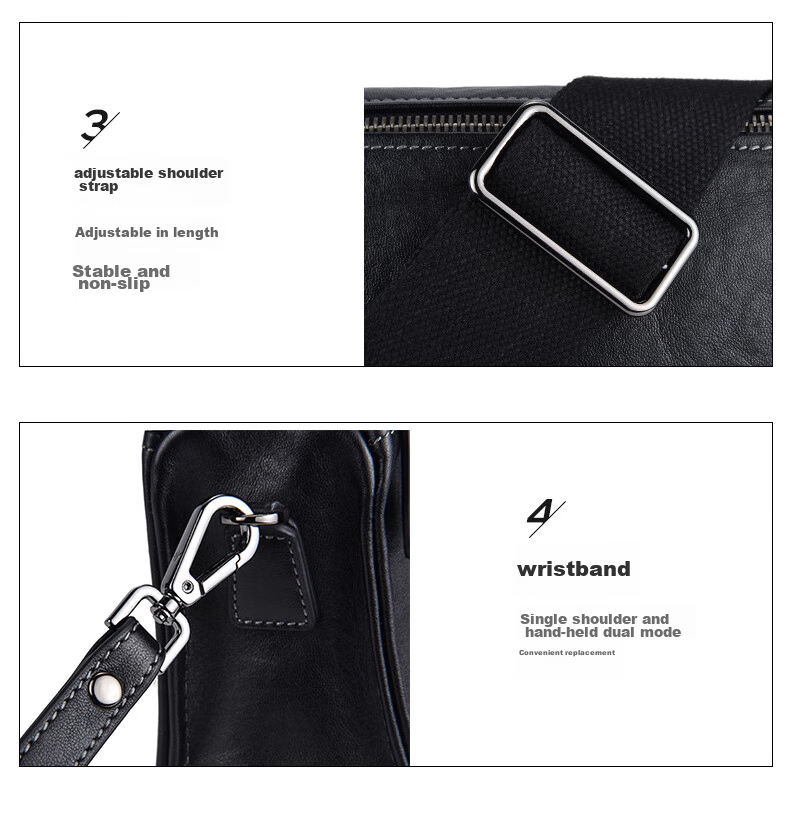 Hush Puppies Narrow Strap Crossbody Shoulder Bag First Layer Cowhide Men's Large Capacity Vintage Messenger Bag Casual Simple Birthday Gift 10