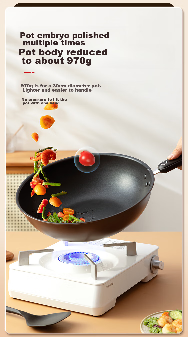 COOKER KING Wok, Easy-To Flat Bottom Non-Stick Pan, Low-Smoke Cooking Pot, 32cm, Compatible with Induction Cookers, Zili Second Generation B50069H 4