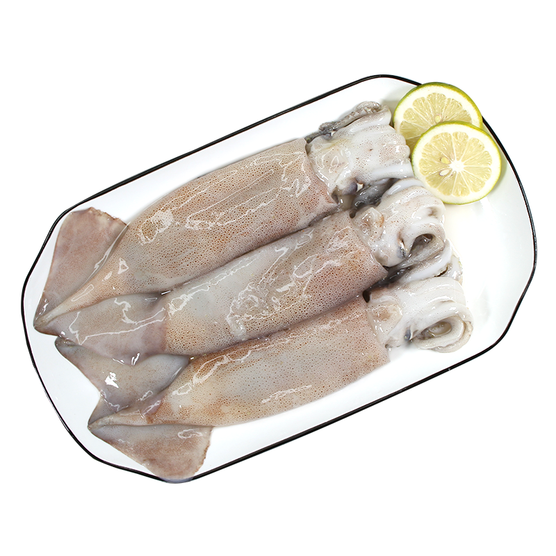 富海锦鲜冻整只鱿鱼1斤 2-4条 铁板鱿鱼 火锅烧烤食材海鲜软足 聚餐送礼