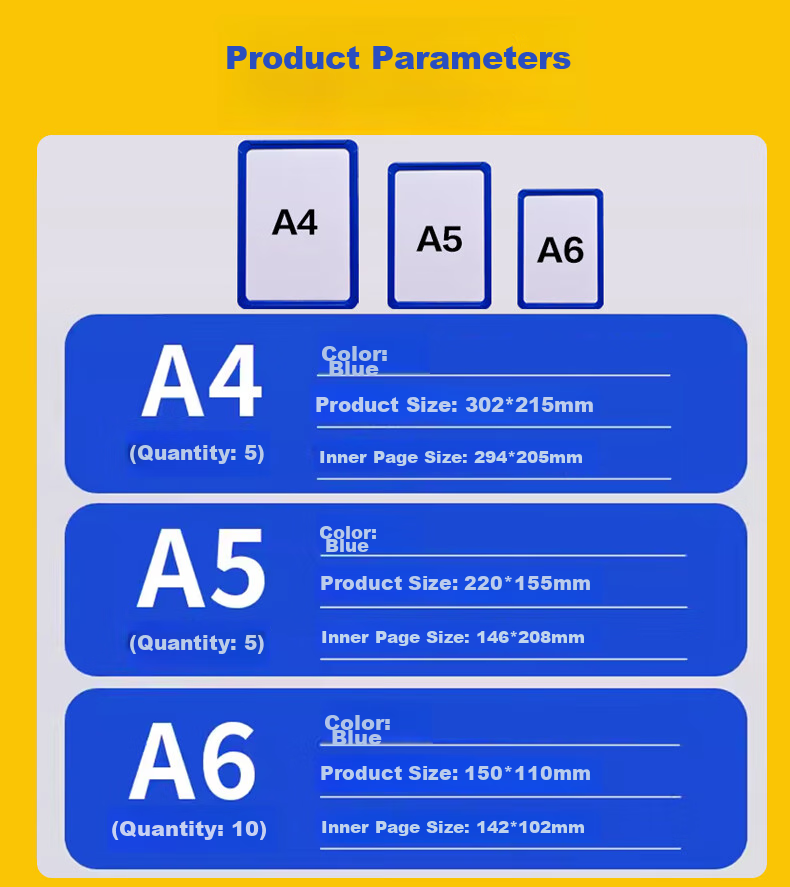 Oumai Magnetic Shelf Labels, Warehouse Storage Area Divider Cards, A5 Blue, Pack of 5, Strong Magnet, Anti-Slip, Horizontal And Vertical Universal Identification Tags, 3C Electronics 3