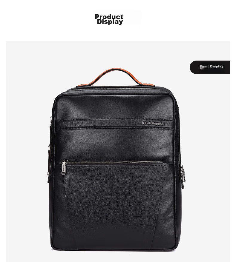 Hush Puppies Leather Backpack for Men, Top-Grain Cowhide Laptop Bag, 14-Inch Business Casual Travel Backpack, Birthday Gift 11