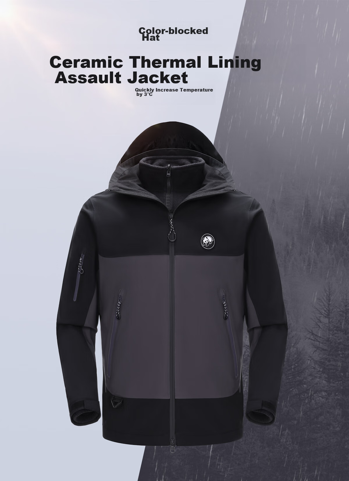 CAMEL Panda Three-In Outdoor Waterproof Windproof Jacket Hiking Mountaineering Coat Autumn Winter Men's Women's Style 1613 2