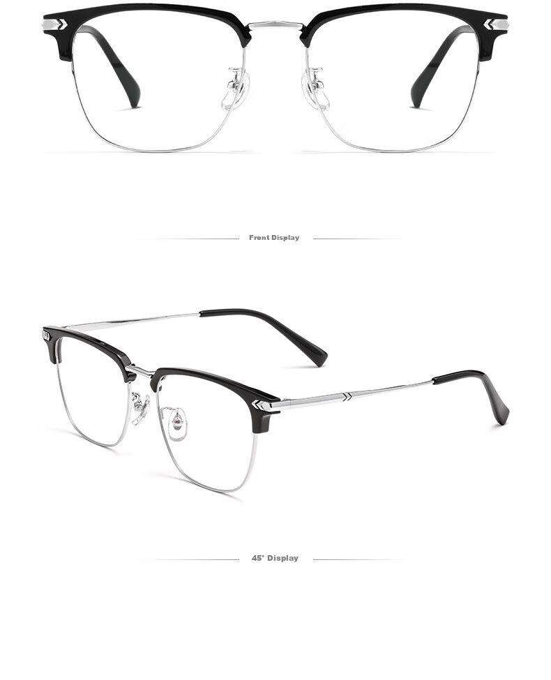 Cuntiandaofu Blue Light Blocking Glasses, Semi-Rimless Glasses, Ultra-Light Non-Prescription Protective Eyewear for Men And Women, High Definition Clear Lenses, Black And Silver Color 14