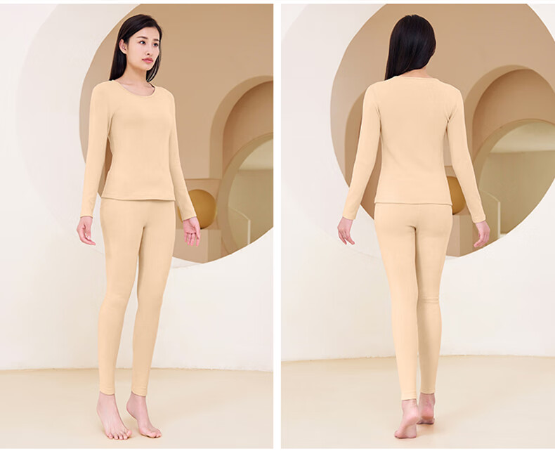 Yiershuang [Anti-Mite And Odor-Resistant] Autumn And Winter Cashmere Silk Thermal Underwear Set, 5A Antibacterial Ladies' Fleece-Lined Autumn Top And Pants 5