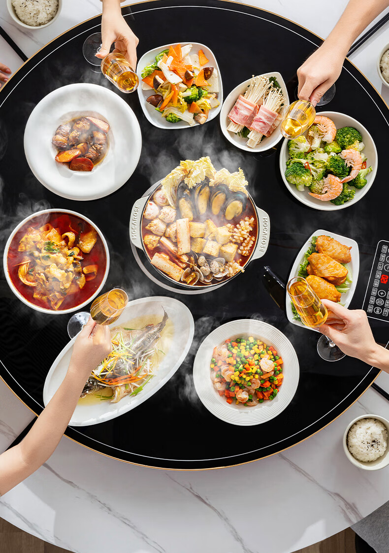 CHIGO [Upgraded Version] [Zoned Ultra-Thin] Food Warming Board Heat Preservation Plate Heating Table Mat Multifunctional Home Hot Pot Dining Table ZG-DCL80-22 14