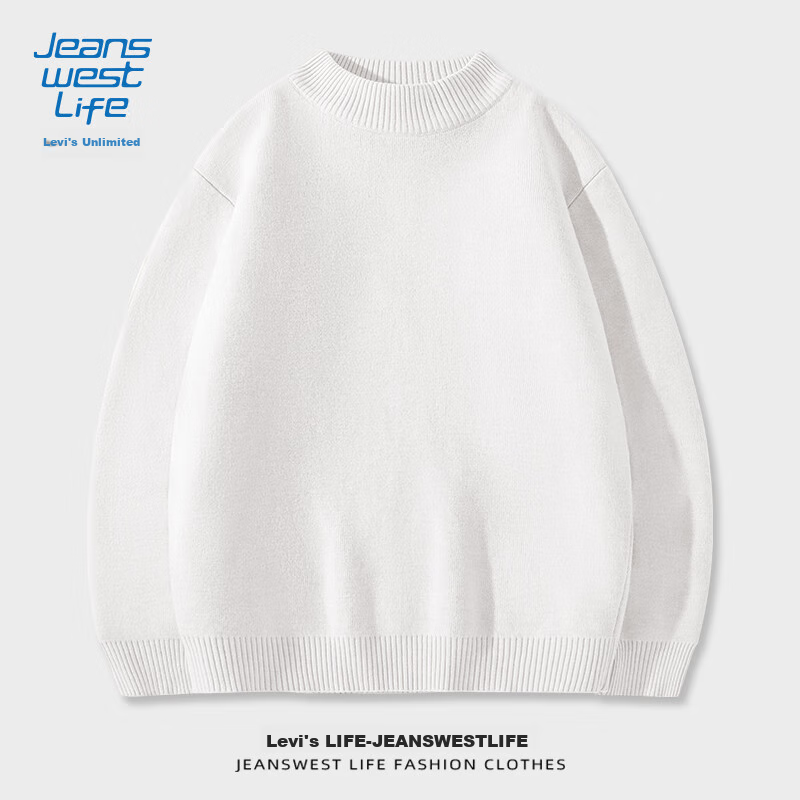 JEANSWEST LIFE Men's Knit Sweater, Autumn And Winter Thick Warm Sweater, Solid Color Simple Style, Student Semi-Turtleneck, Thermal Inner Layer, Trendy 17