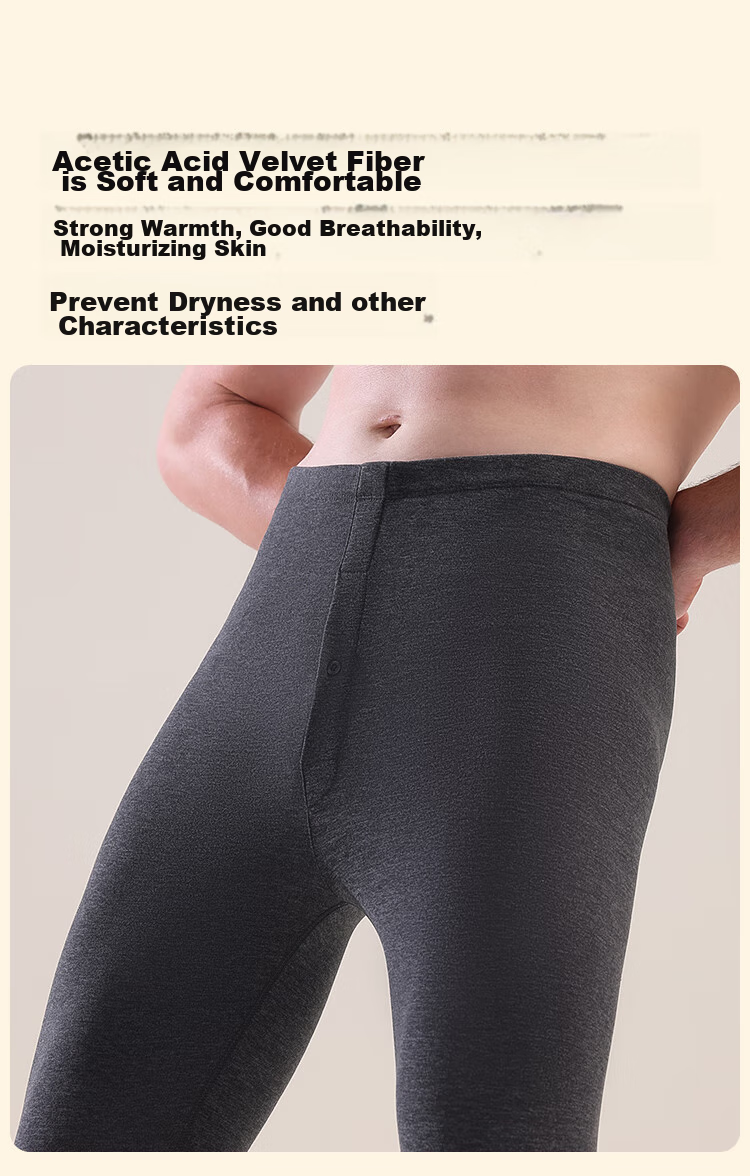 MiiOW [Acetate Goose down Cashmere Silk] German Velvet Thermal Underwear for Men, Autumn Pants, Thick Cotton Trousers, Men's Long Johns 9