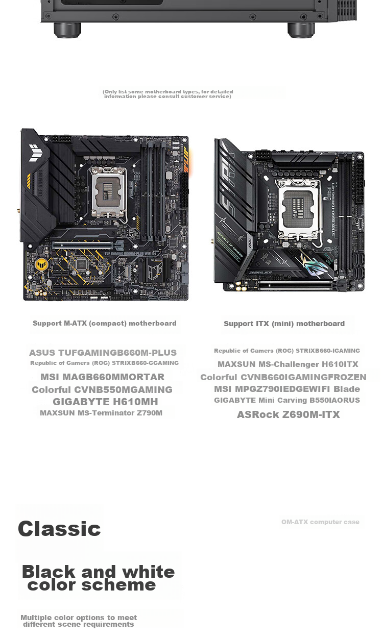 Aigo JV13 Black, Desktop Computer Case, Small Matx Case for Desktop (Transparent Side Panel/ITX Motherboard/240mm Water Cooling/RGB Light Strip) 6
