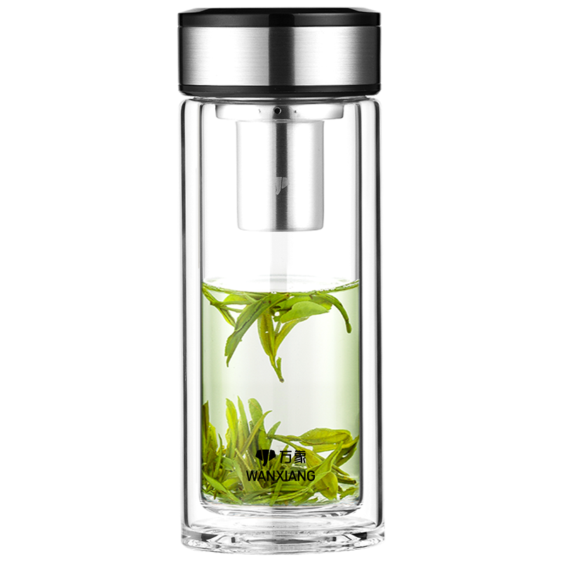 WANXIANG Antibacterial Double-Layer Glass Cup Gift Box V49RgL Business Portable Titanium Silver Water Cup 480ml Car Office Mug