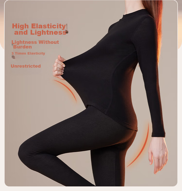 Ordifen [Cashmere Silk Mid-Neck Set] Anti-Mite, Anti-Static, Antibacterial, Warm Underwear for Men, Winter And Autumn Clothing And Pants, Black, 3XL 13