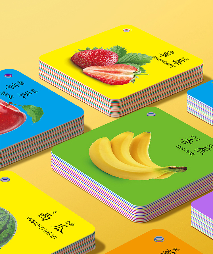Dipuer Colorful Cards for Baby's Early Education, 3-6 Months Cognitive Cards, Picture Recognition Cards, Animal Cards, Object Recognition Cards 12