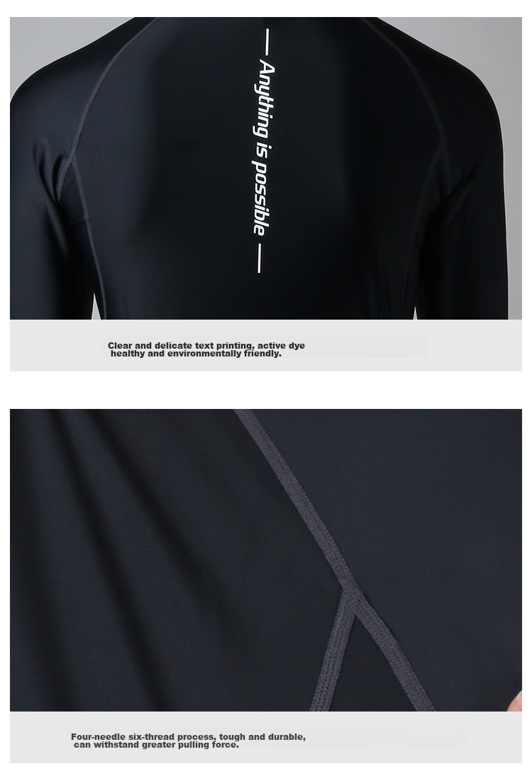 Li-Ning Swimwear, Surfing Suit, Diving Suit for Men, Long-Sleeve Cold-Resistant Swimming Top, Quick-Dry Surfing Suit 078, Black, 3XL 10