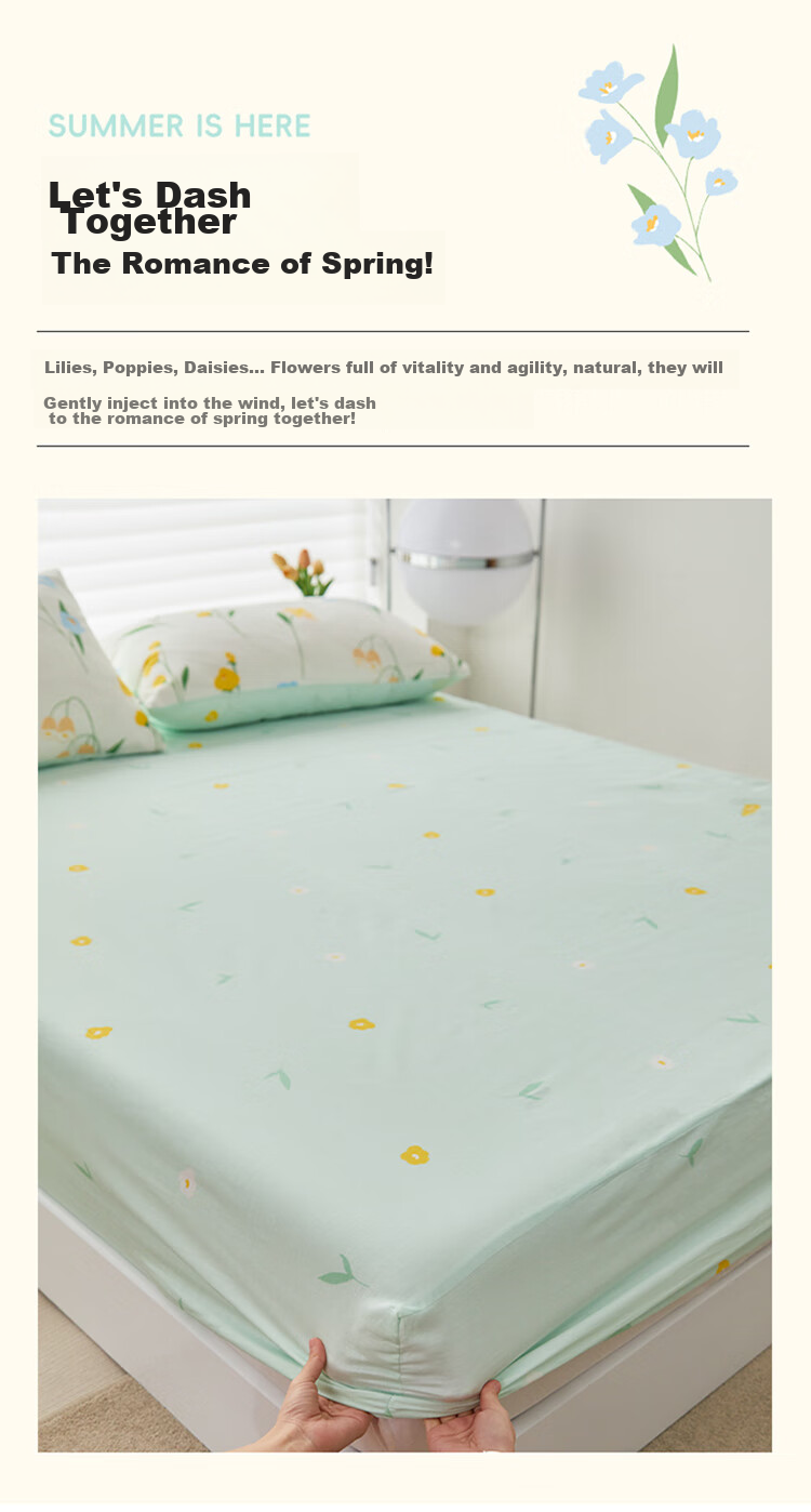 Dohia Bed Sheet Single Piece, Pure Cotton Full Coverage Non-Slip Bed Cover, Mattress Protector Dust Cover for Simmons Mattress, 1.8x2 Meters 3