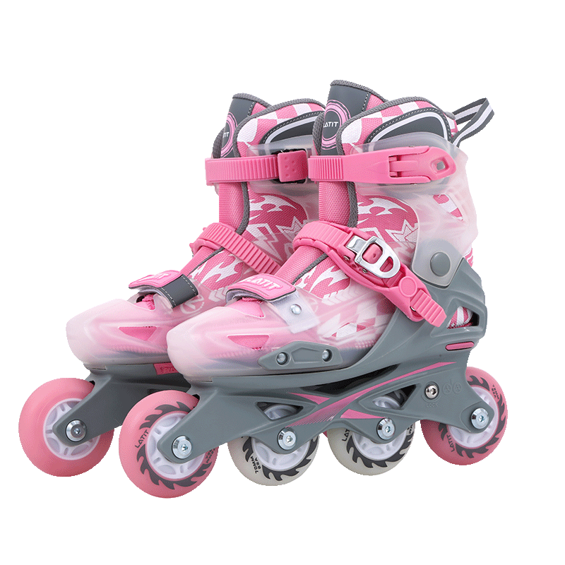 JD Original Children's Roller Skates, Professional for Ages 3-6 Inline Skates, Roller Skates for Beginners, Size 6 Adjustable, Pink, L Size, for Boys And Girls