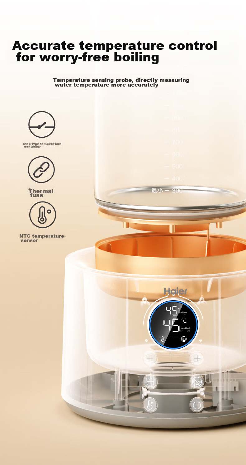 Haier 1.7L Electric Kettle Double-Layer Anti-Scald 304 Stainless Steel High Power Precise Boiling Fast Quiet Dual Power K617WJ White 15