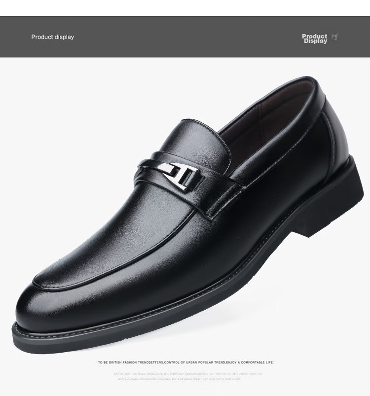 BEIOUTU Men's Slip-On Leather Shoes, Business Casual Fashion Loafers, Formal Shoes, 1956 Black, Size 43 13
