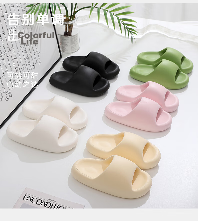 GUOLUOFEI Squishy Feeling Slippers for Men, Summer Thick-Soled EVA Bathroom Couple Sandals for Women, Suitable for Outdoor Wear, Pink, Size 36-37 10