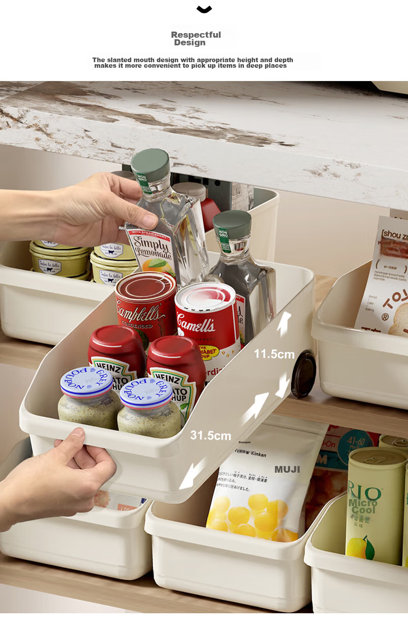 Baicaoyuan Storage Box, Kitchen Organizer with Wheels, Cabinet Clutter Storage Basket, Under-Sink Organizer, Set of 2 5