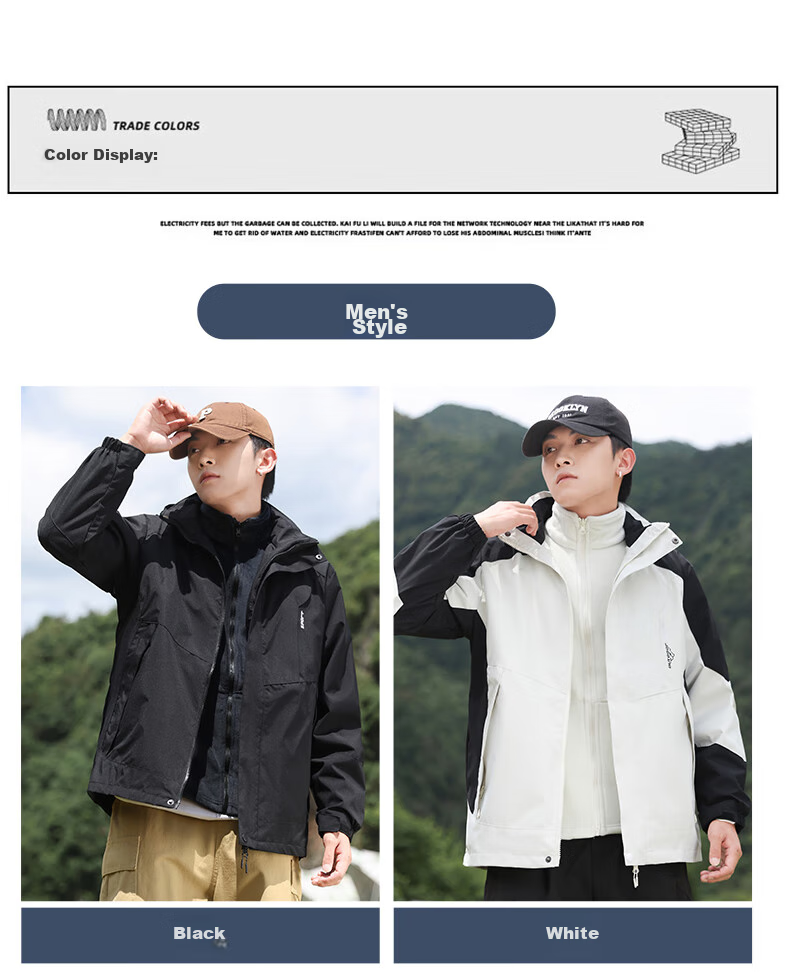 Jeanswest Men's Spring And Autumn Three-In Detachable Jacket, Waterproof Mountaineering Outdoor Windproof Coat for Couples 11